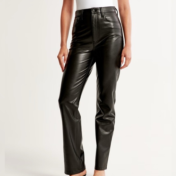 Abercrombie & Fitch 90's Straight Leather Pants - Picture 1 of 5
